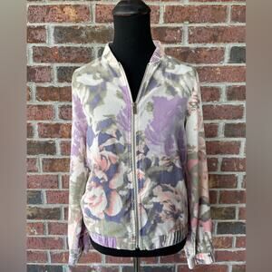 Juicy Couture watercolor floral summer jacket - zip up - pink - purple - size XS